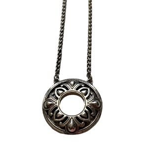 BRIGHTON Preston Disc Pendant Necklace Silver Tone